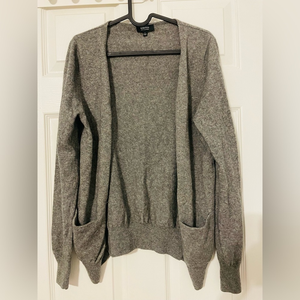Aritzia Babaton gray wool cashmere cardigan sweater
